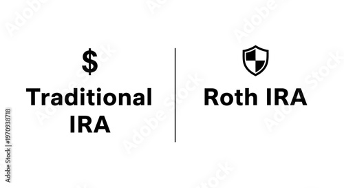 Traditional IRA vs Roth IRA Comparison Financial Concept