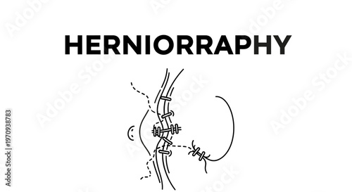 Herniorrhaphy Surgery Procedure Medical Line Art Illustration