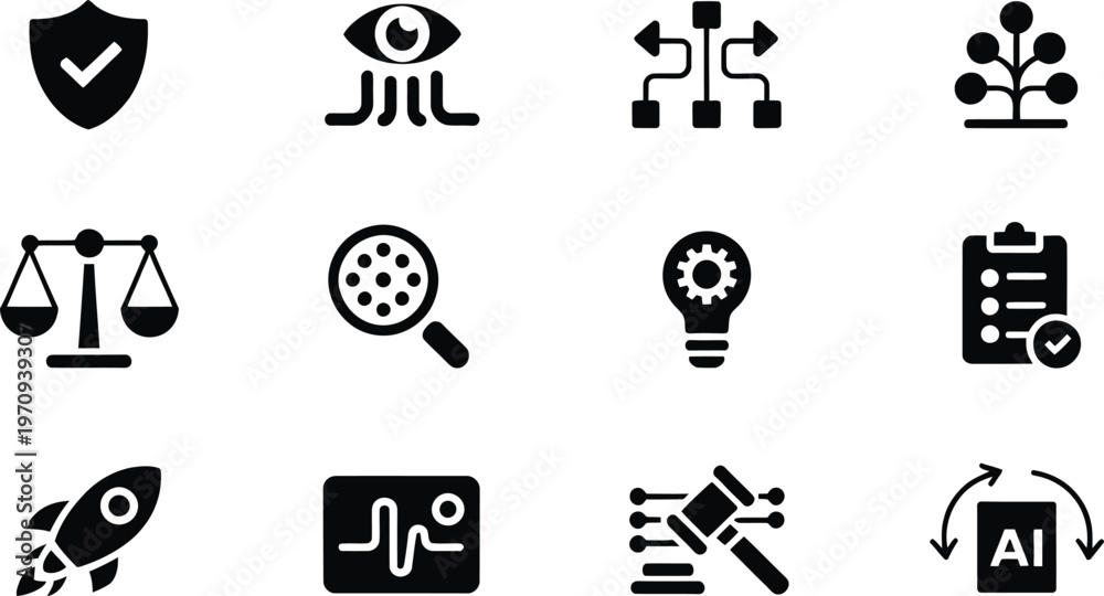Fototapeta premium A collection of icons related to technology and business