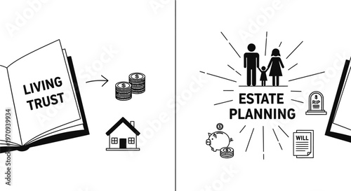 Estate Planning and Living Trust Financial Concept Illustration