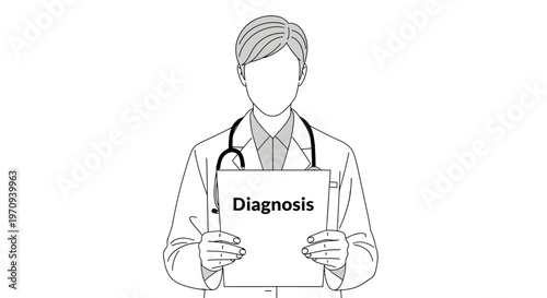 Male Doctor or Physician Holding a Diagnosis Paper Report