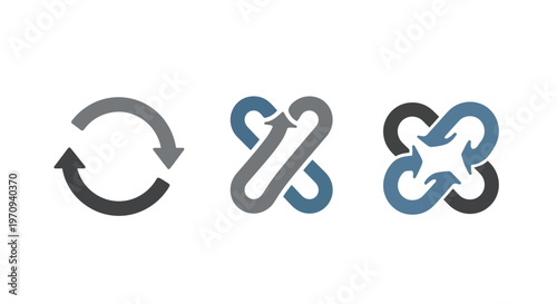 Abstract Arrow Loop Symbols Set: Continuous Process, Connection, and Infinity Icons
