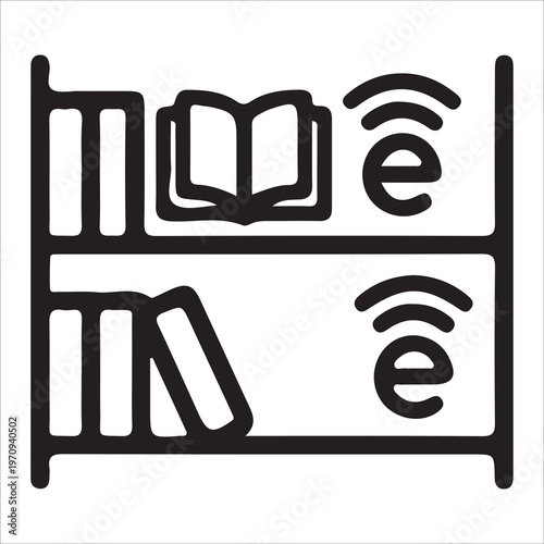 Digital Library Line Icon Vector, Online Books and Knowledge Resource Symbol EPS 10