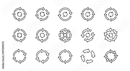 Circular Arrow Icons Set: Refresh, Cycle, Loop, and Reload Symbols