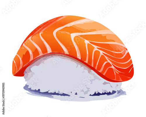 High quality salmon nigiri sushi featuring succulent raw fish on white rice for gourmet japanese dining experience Vector Illustration