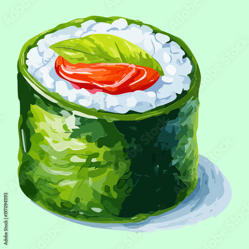 Healthy salmon roe gunkan sushi with ikura for traditional japanese restaurant menu and gourmet seafood meal options Vector Illustration