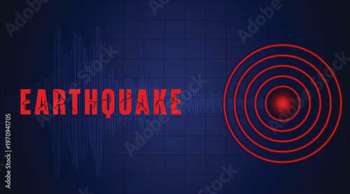 Modern earthquake alert seismic waves and warning signal vector poster