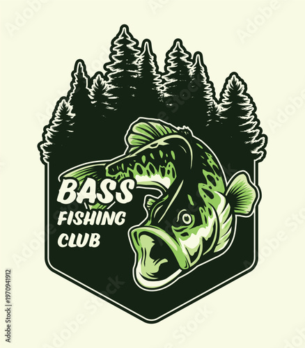 Bass Fishing Club Badge Vector Design