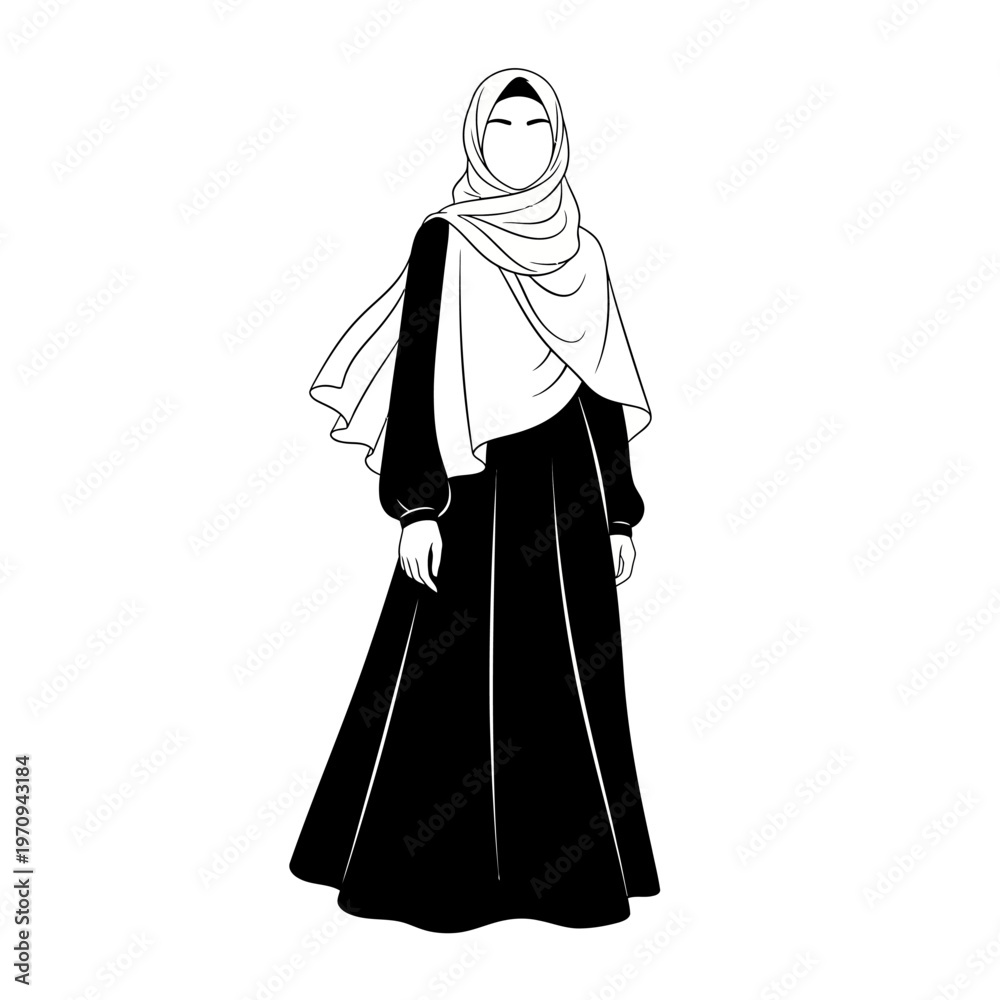 Naklejka premium Woman wearing a hijab and abaya.
