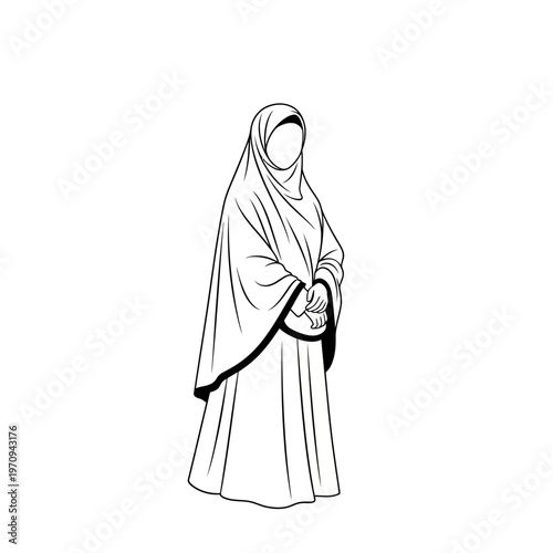 Woman wearing a hijab and abaya.