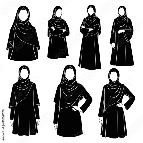 Muslim women wearing black hijab.