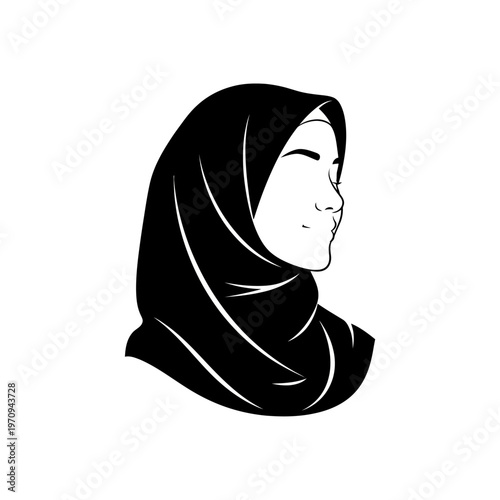 Woman wearing a black hijab headscarf.