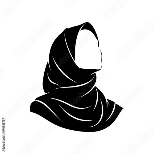 Woman wearing a black hijab headscarf.