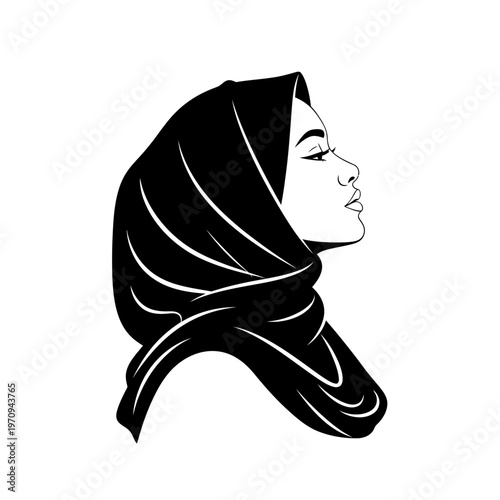 Woman wearing a black hijab headscarf.