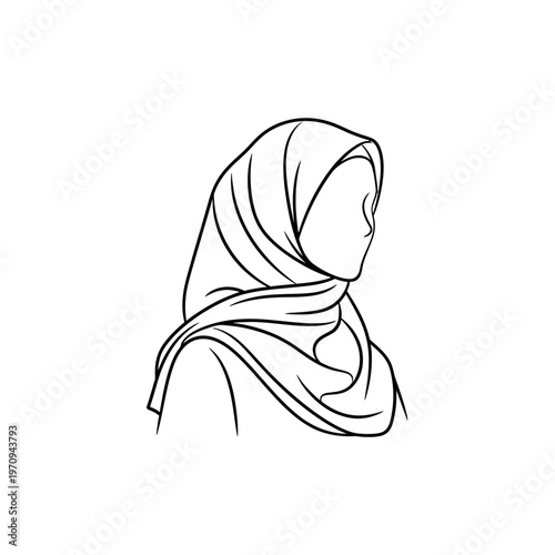 Woman wearing a headscarf drawing.