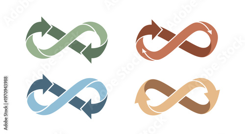 Colorful Infinity Arrow Loops: Continuous Cycle and Endless Process Symbols