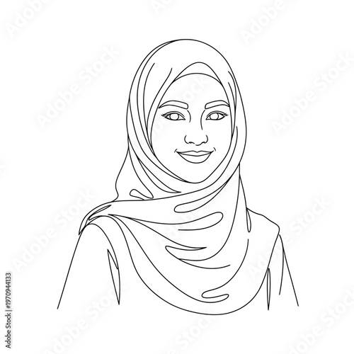 Woman wearing a headscarf smiling.