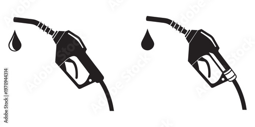 Fuel pump nozzle vector set,  fuel and oil station silhouette illustration.  gas pump nozzle silhouette vector.  Fuel pump nozzle  line act vector 
