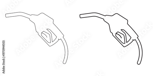 Fuel pump nozzle vector set,  fuel and oil station silhouette illustration.  gas pump nozzle silhouette vector.  Fuel pump nozzle  line act vector 