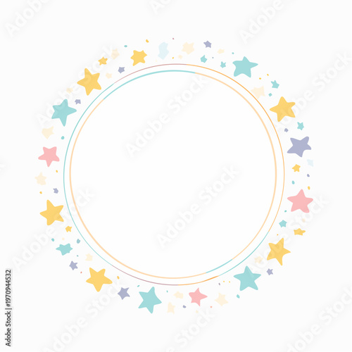 かわいい星円形フレームベクター素材