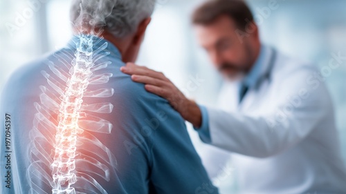 Patient with spinal pain in the doctor's office, medical concept