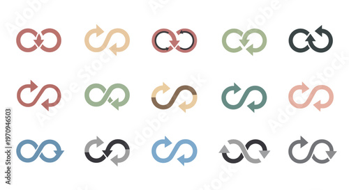 Colorful Infinity Loop Arrows Collection for Continuous Cycle Concepts