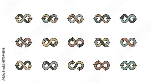 Infinity Arrow Loop Symbols: Continuous Process, Cycle, and Connection Icons