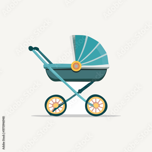 Vintage Baby Stroller Illustration.