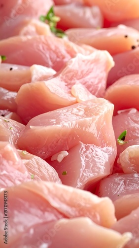 Freshly Cut Chicken Pieces - A Close-Up View.