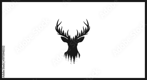 Deer head silhouette with antlers.