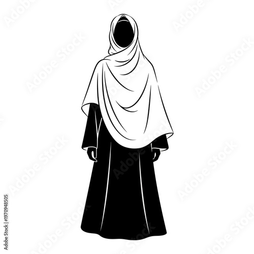 Woman wearing a hijab and abaya.