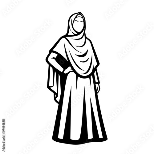 Woman wearing a hijab and abaya.