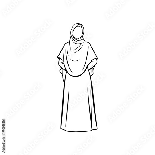 Woman wearing a hijab and abaya.