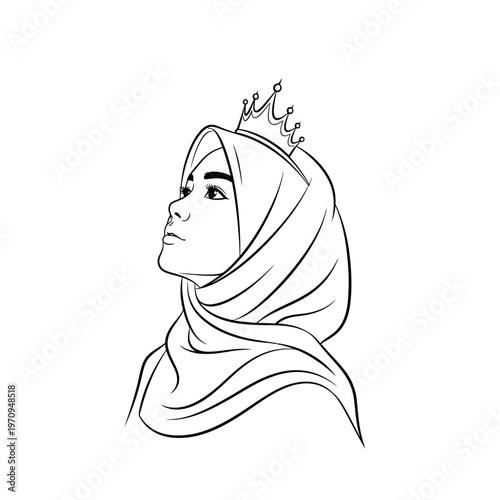Woman wearing a hijab and crown.