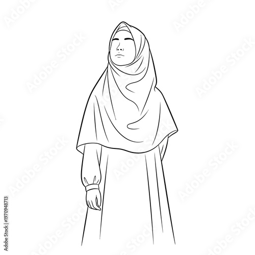 Woman wearing a hijab dress.