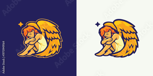 Lonely Angel Embrace, conveying loneliness, vulnerability, and emotional depth.