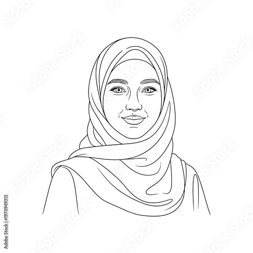 Woman wearing a hijab headscarf smiling.