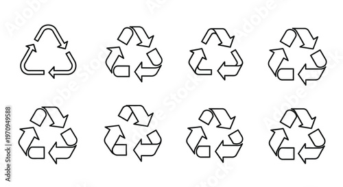 Recycle Symbol Set Vector Illustration: Eco-Friendly Waste Management Icons