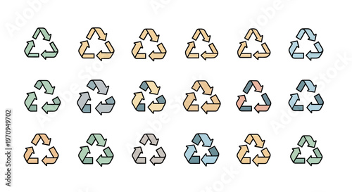Recycling Symbols Collection: Eco-Friendly Icons for Sustainability and Environmental Protection