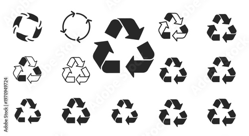 Recycling Symbols Set: Eco-Friendly Icons for Waste Management and Sustainable Design
