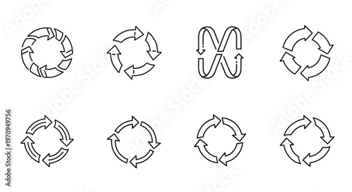 Refresh and Cycle Arrow Icons Set: Reload, Repeat, Process, Update Symbols
