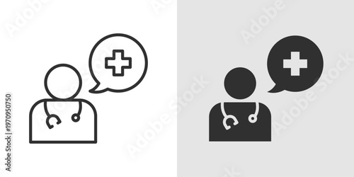 Virtual Doctor Icon representing online medical consultations, telehealth services, remote diagnosis, and digital healthcare support through connected platforms.