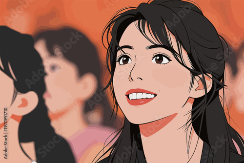 Audience enjoying a performance with smiles and excitement during an event in a large venue at night