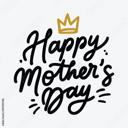 Happy mothers day message with golden crown