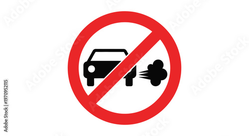 No pollution sign with car and smoke vector graphic illustration