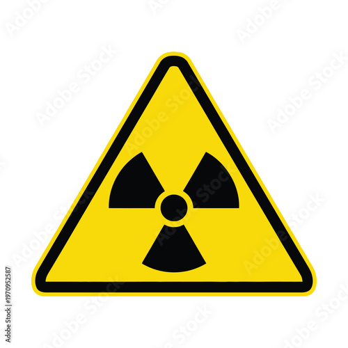 Radiation hazard warning sign vector, yellow radioactive symbol in triangle, nuclear danger icon for industrial safety and lab security