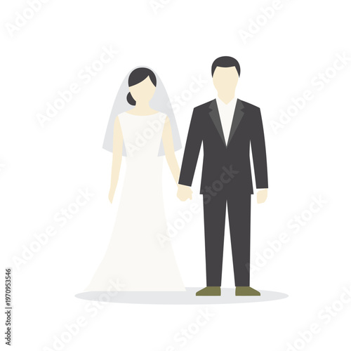 A bride and groom standing together