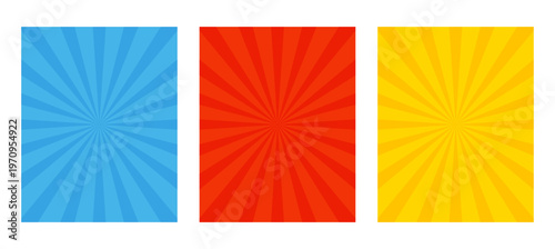 放射状背景セット　青 赤 黄色　4:5 