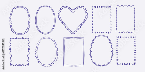 Set of hand draw trendy whimsical frames collection.