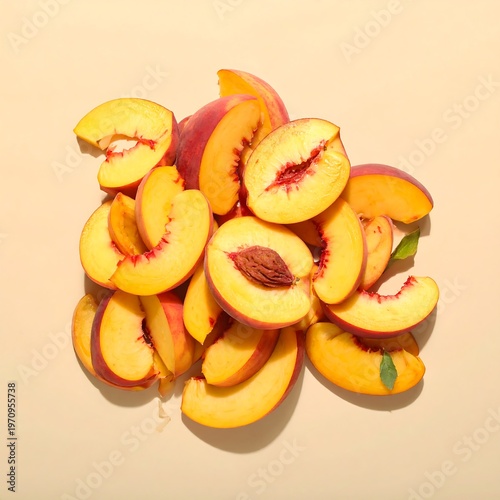 Freshly Sliced Peaches - A Vibrant and Juicy Delight.